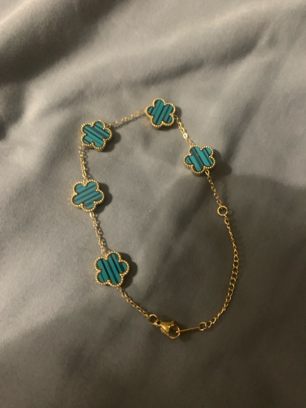 Gold-Plated Turquoise Clover Link Bracelet - Women's Jewelry
